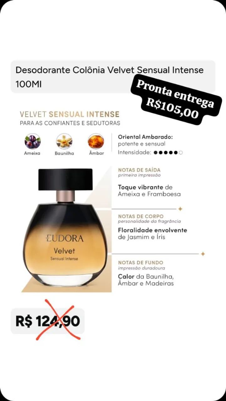 Colônia Velvet Sensual intense 