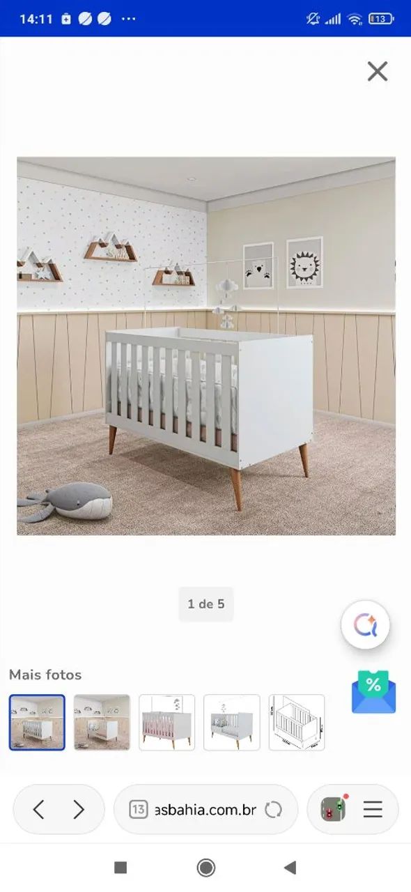 Berço mini cama estrela ternura 