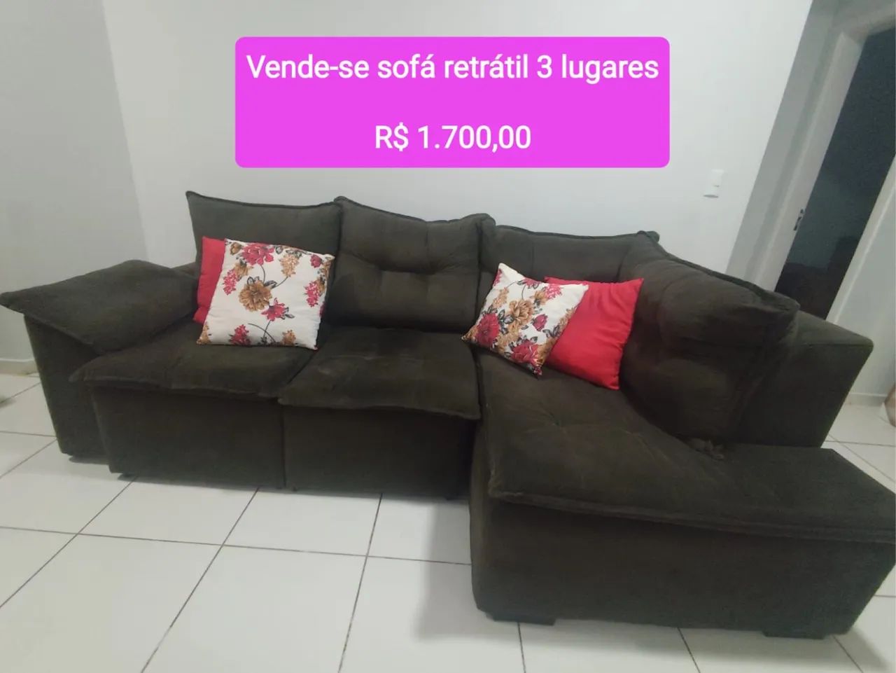 Sofá retrátil com chaise - Foto 2