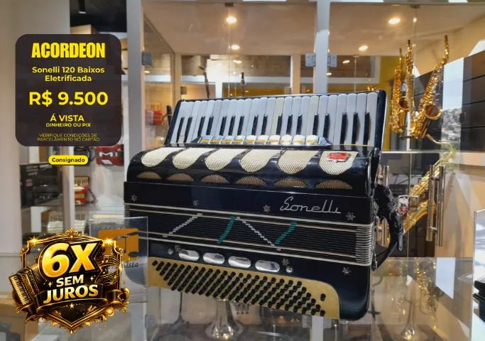 Acordeon 120 baixos Sonelli  - Eletrificada 