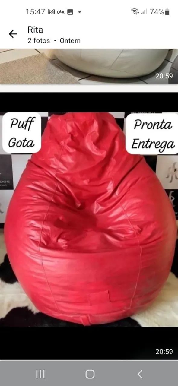 Puff gotas em top couro  sob encomenda, enchimento  bolinhas de isopor  70cm 350 80cm 390 - Foto 2