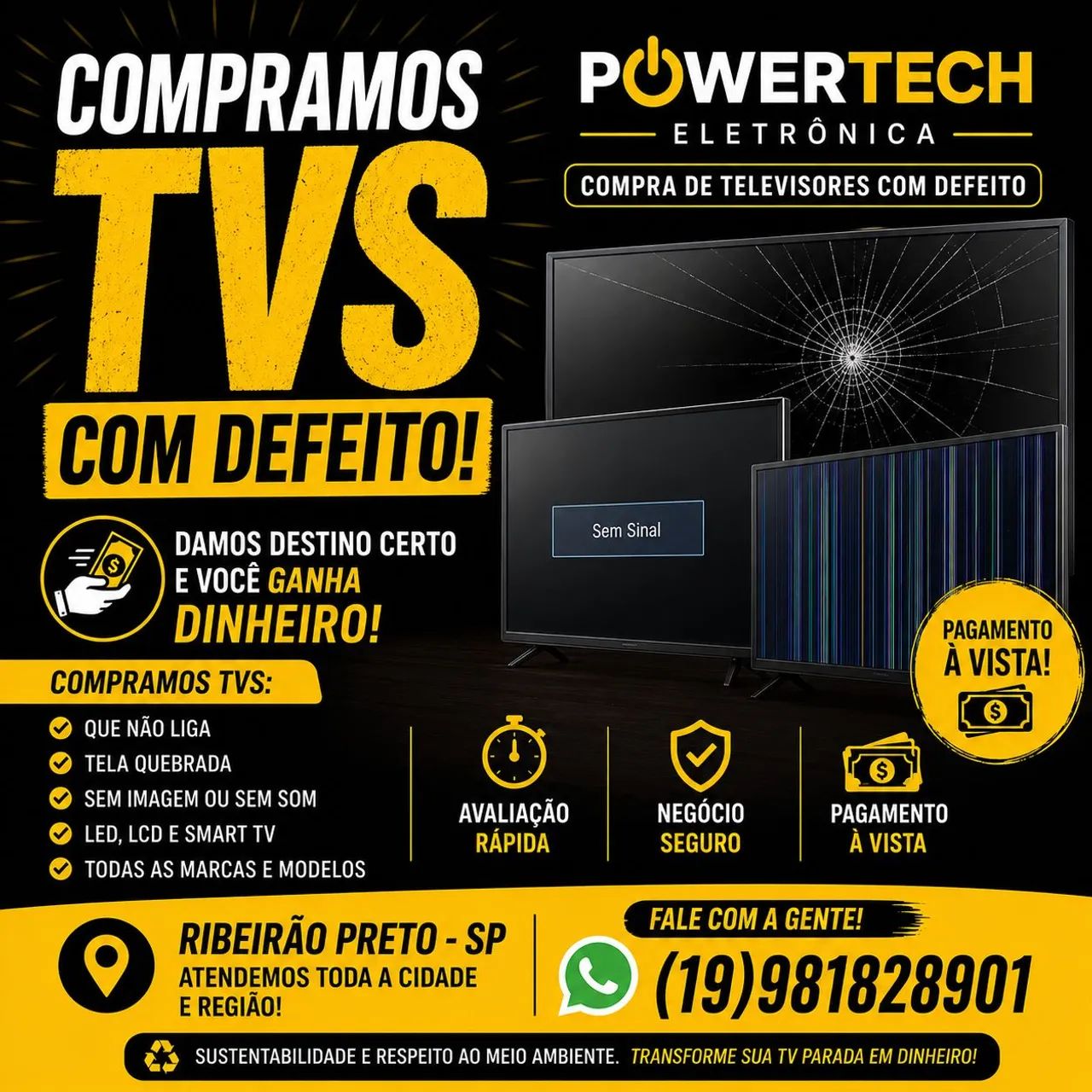 COMPRAMOS SUA TV DE LED COM DEFEITO 