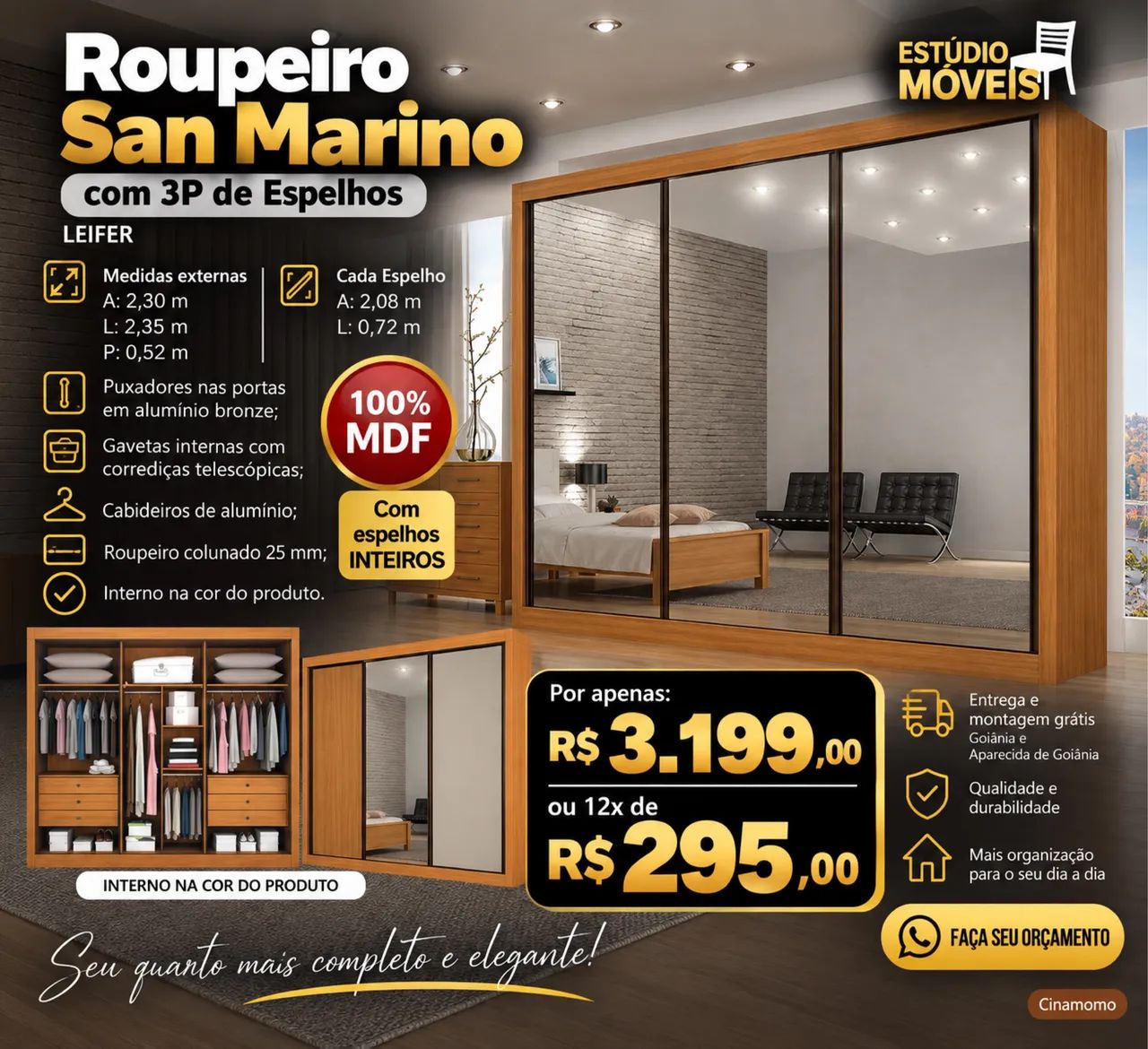 Guarda roupa casal 100% MDF - Foto 2