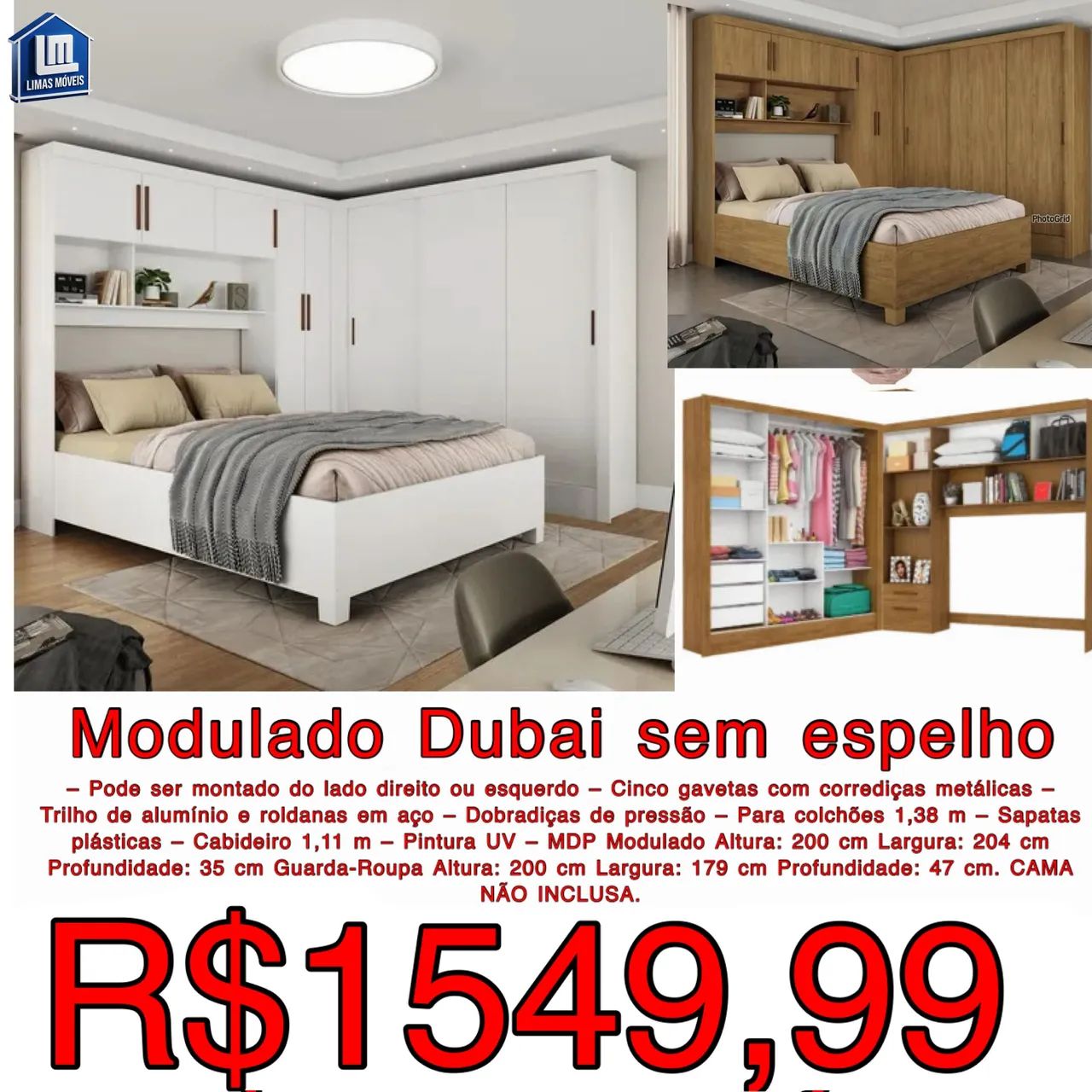 MODULADO DUBAI SEM ESPELHO EM PROMOÇÃO 