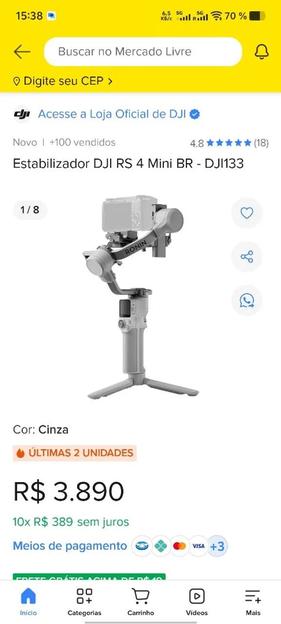 Estabilizador DJI RS 4 Mini - Foto 5