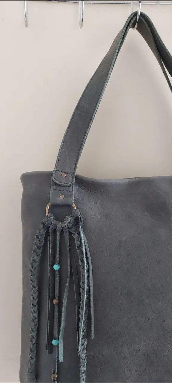 Bolsa couro cinza -  Via Mia - Foto 2