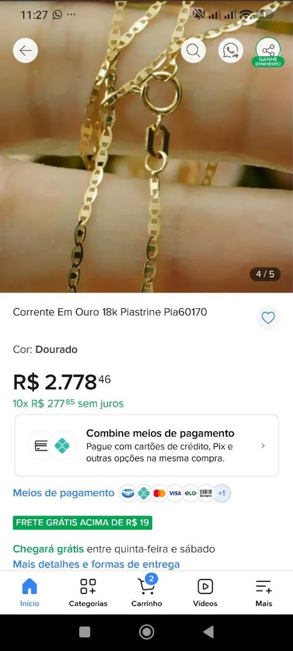 Piastrine 18 kilates 