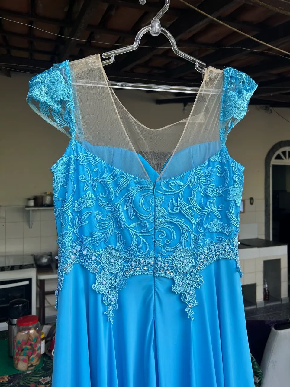 Vestido Longo Azul Serenity Renda (Plus Size) - Foto 4