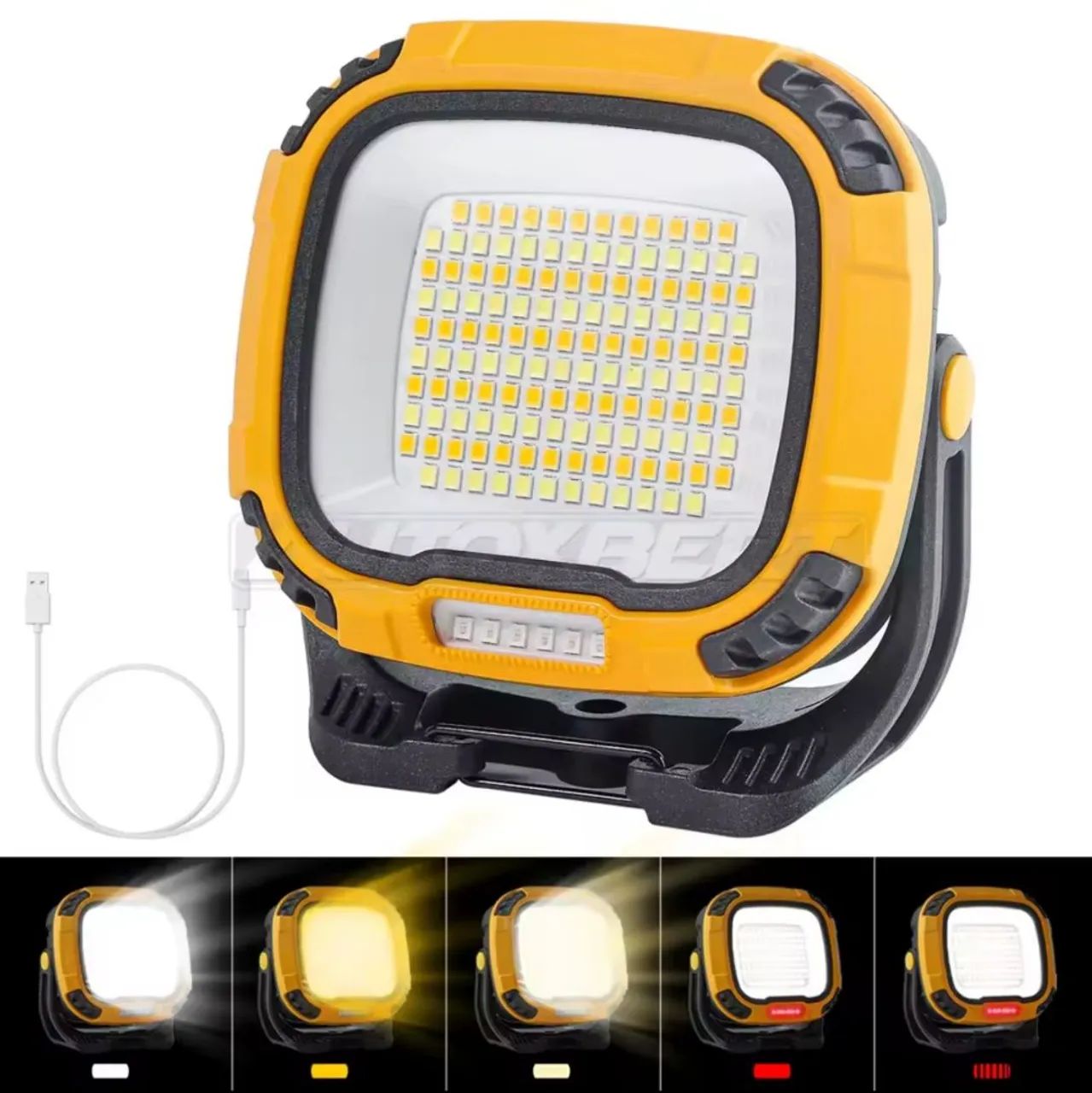 Refletor portátil- 30W, 4 Níveis, Luz Vermelha, Suporte Magnético - Amarelo - Foto 4
