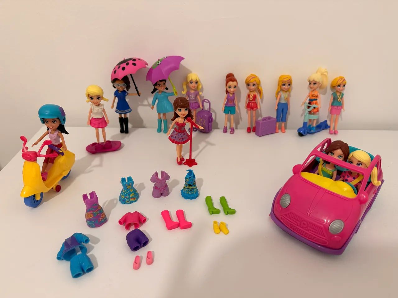 Bonecas e carro Polly (lote)