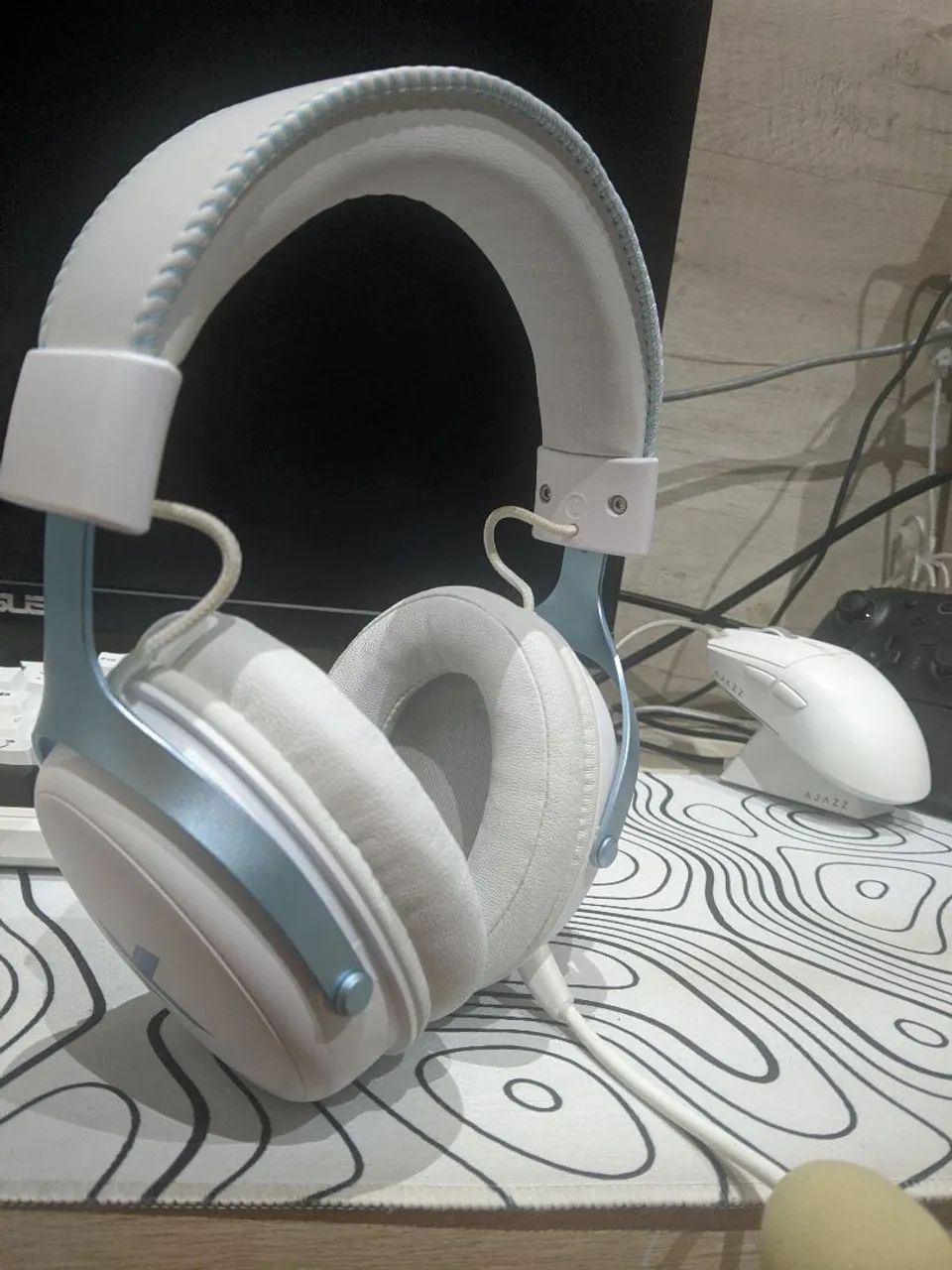 Headset MCHOSE V9 Pro Branco Tri-Mode 2.4G + Bluetooth + Cabo - Foto 5