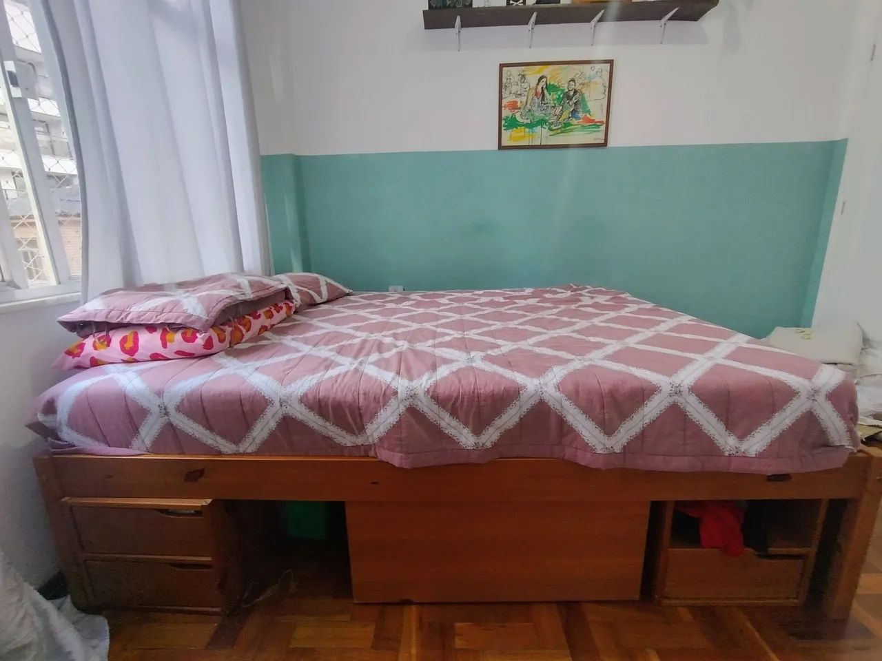Cama Queen Madeira maciça amêndoa  - Foto 2