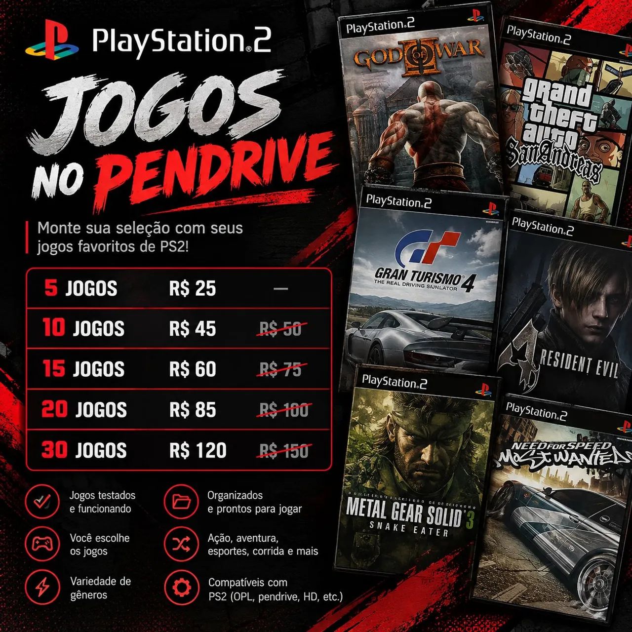 JOGOS DE PS2 NO PENDRIVE