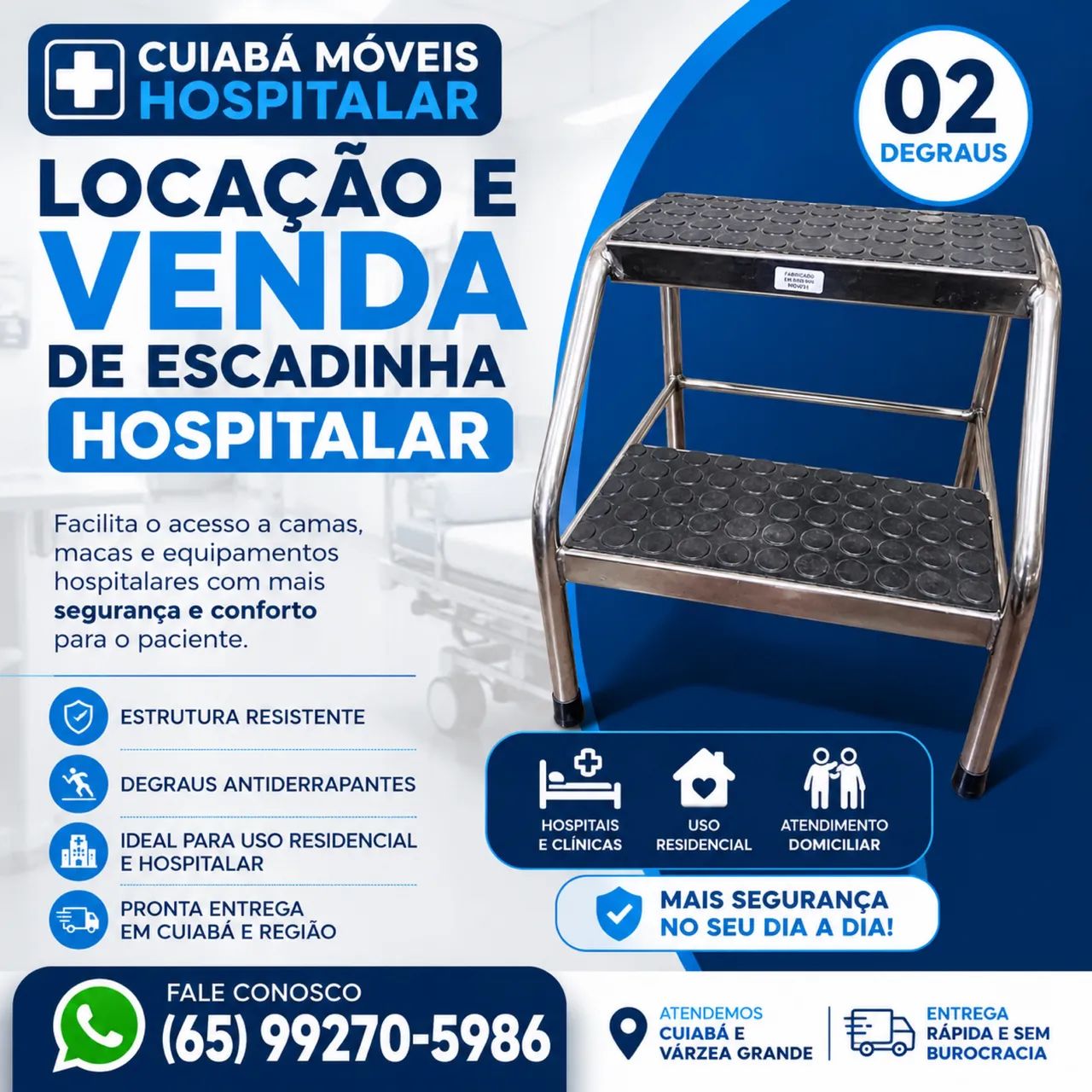 Escadinha 02 degraus hospitalar 