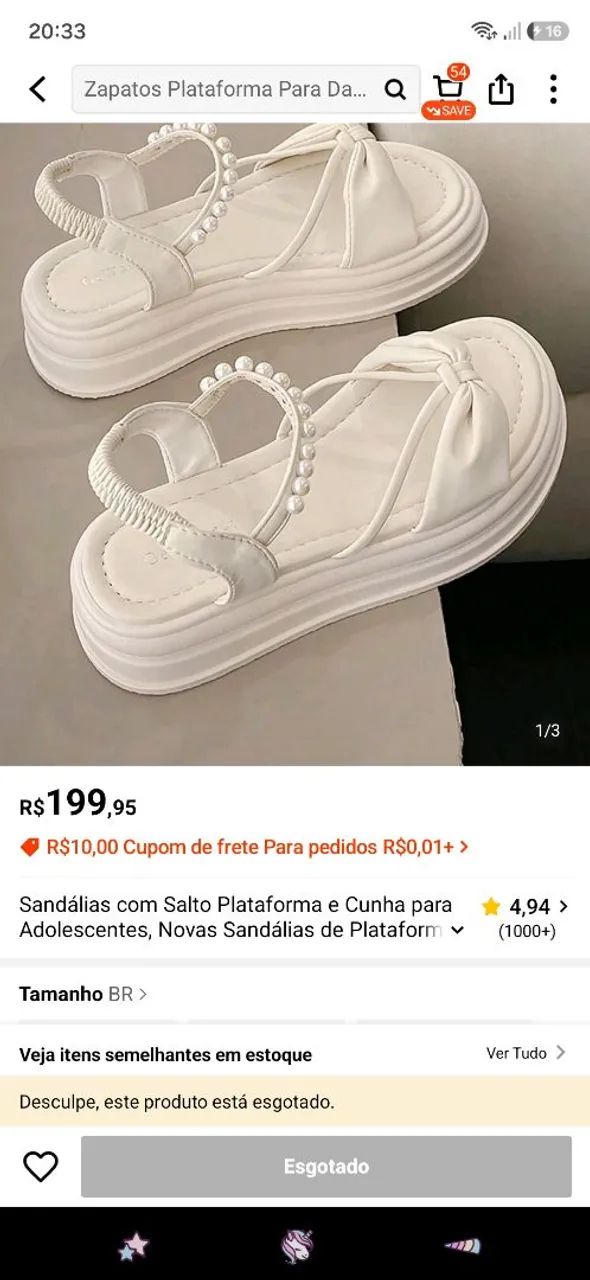 Sandália plataforma bege 35 - Foto 4