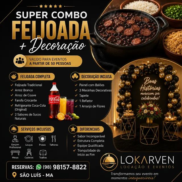  FEIJOADA COMPLETA + DECORAÇÃO INCLUSA 