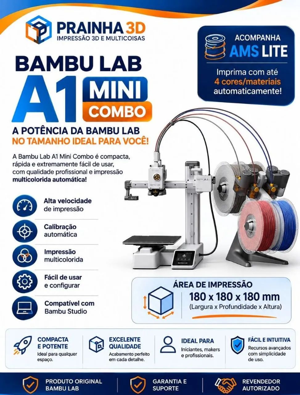 Impressora 3D Bambu Lab A1 Mini Combo + AMS Lite - Foto 2