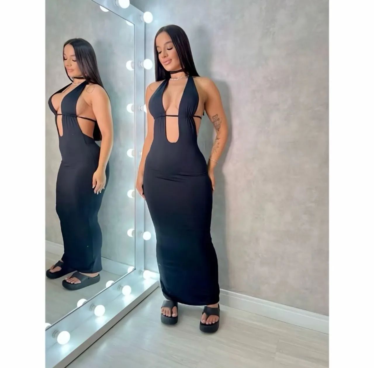 Vestido longo decotado - Foto 3