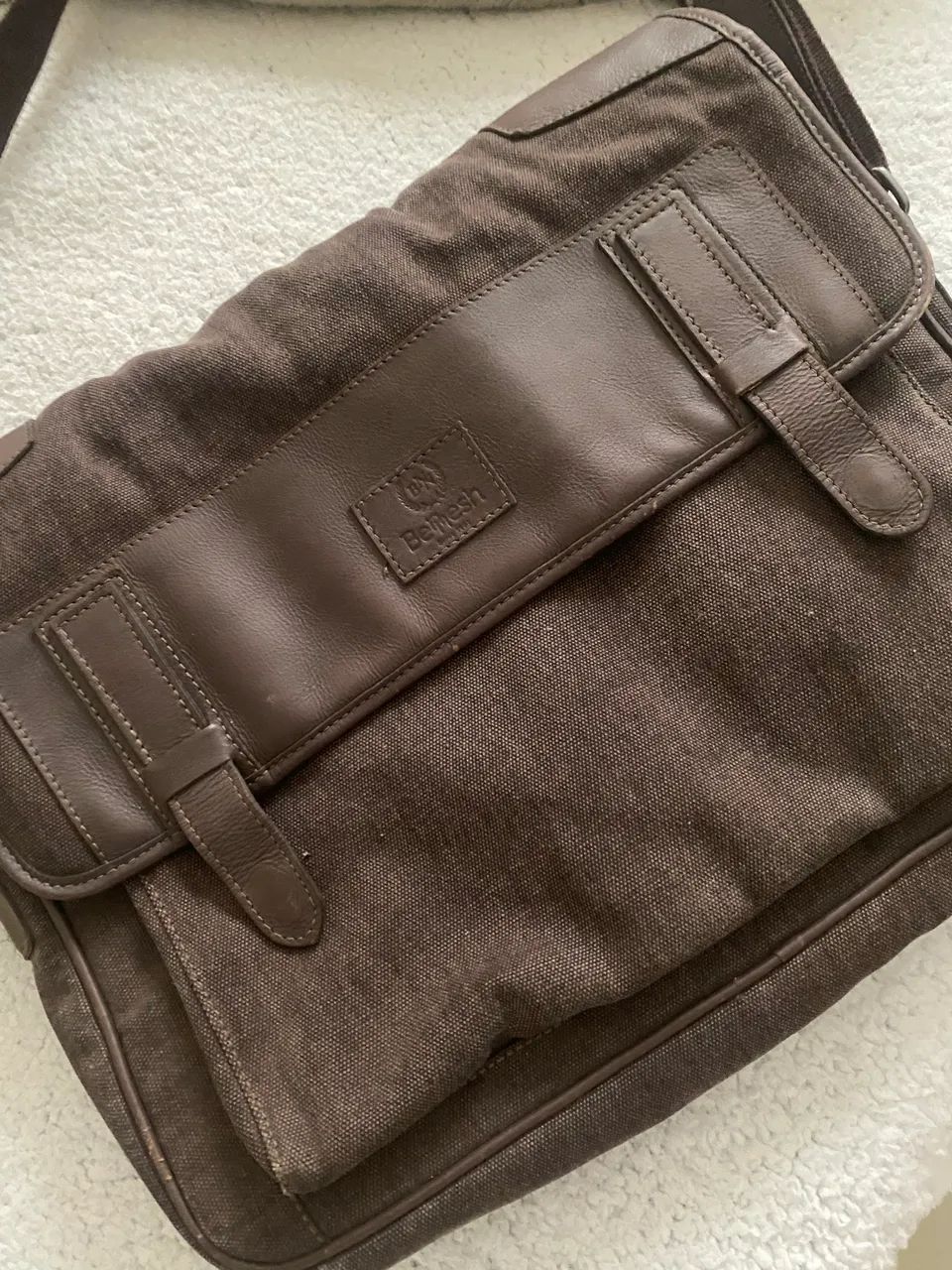 Bolsa Carteiro / Pasta Bennesh Original - Lona e Couro Legítimo - Foto 2