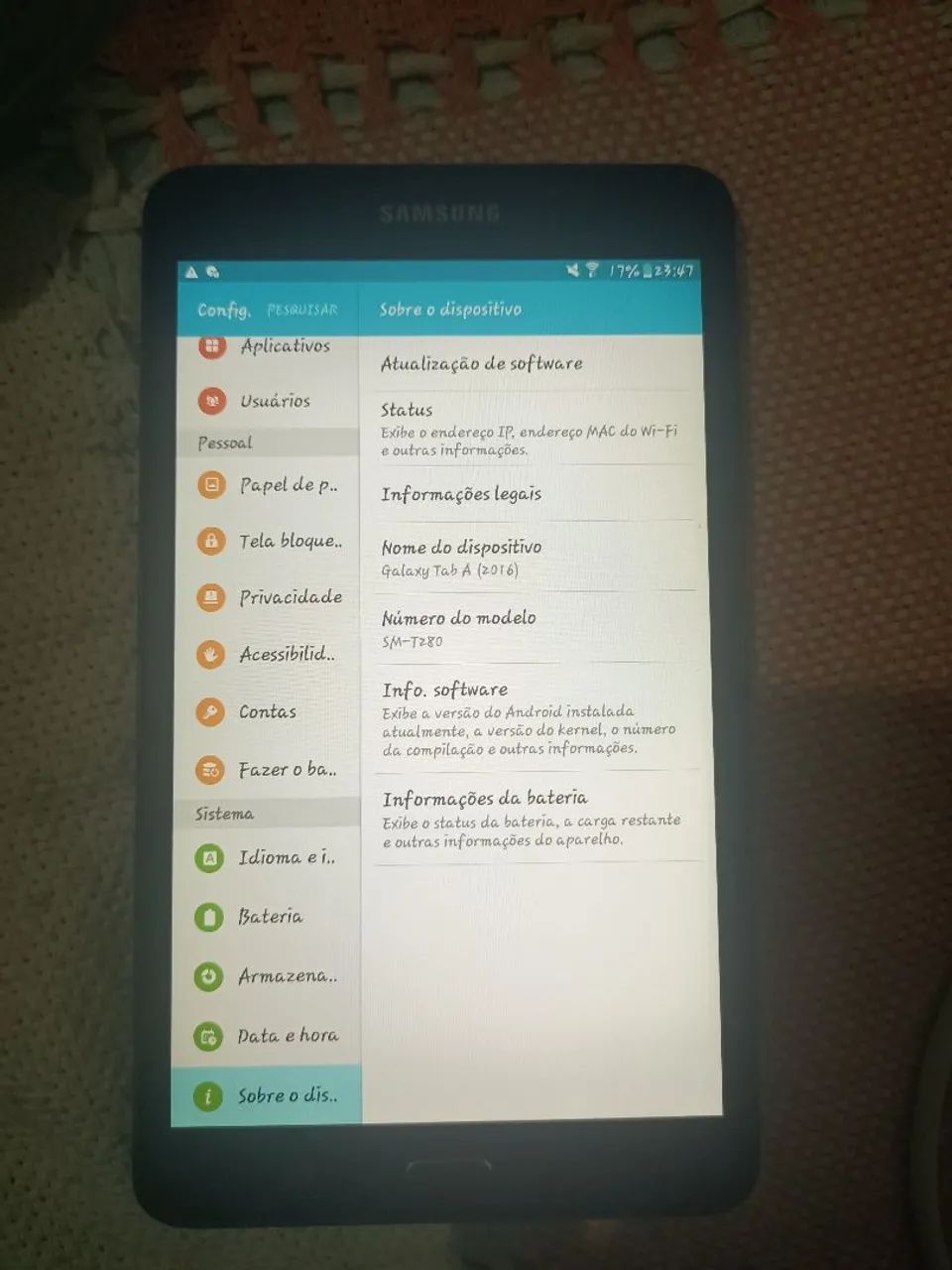 Samsung Galaxy Tab A 2016 - Funcionando - Wi-Fi - Foto 3