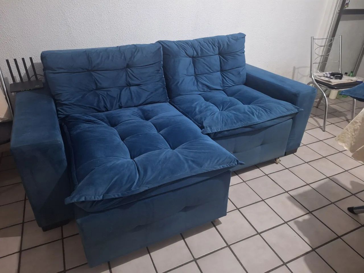  VENDO SOFÁ RETRÁTIL AZUL - 2 LUGARES