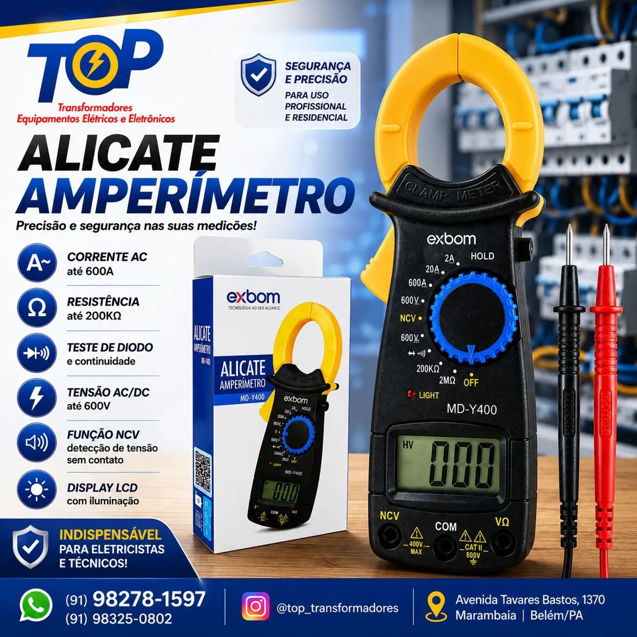 Mini alicate amperímetro digital 