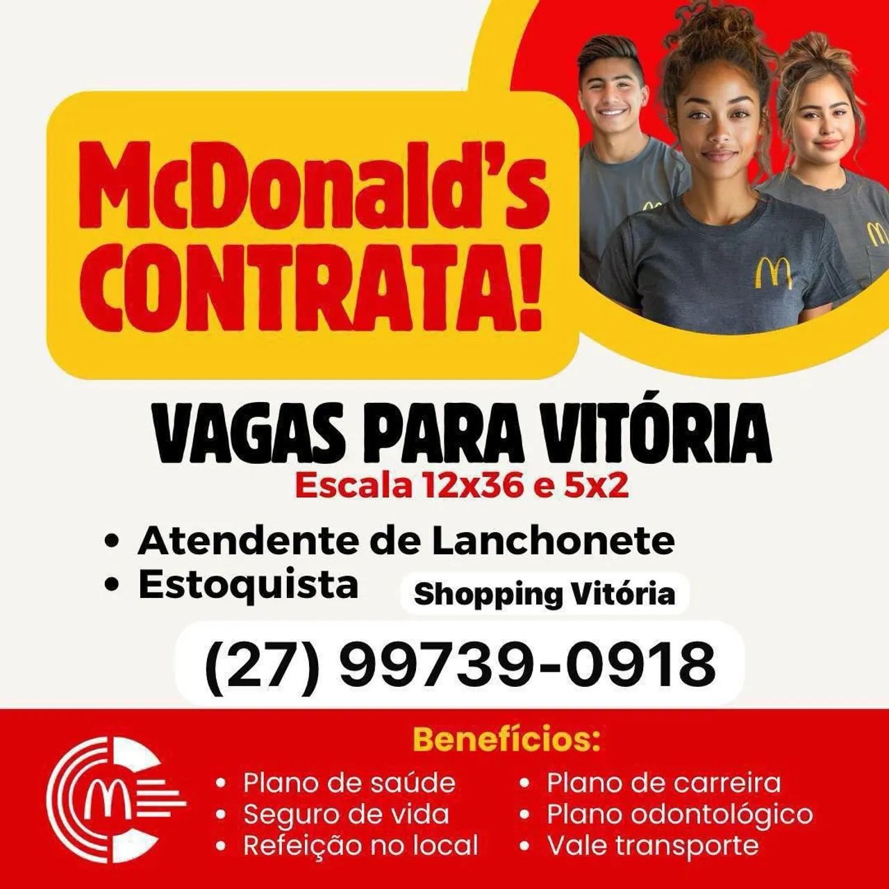 Mc Donalds contrata escala 12x36