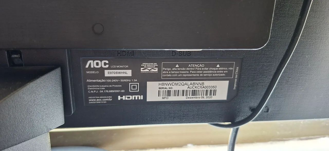 Monitor aoc 18.5 via e hdmi