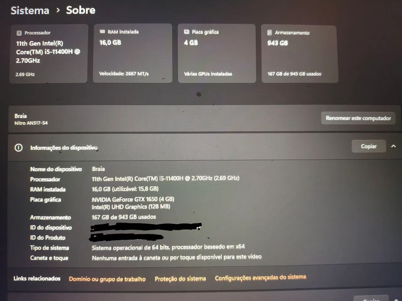 Notebook Acer Nitro 5 AN517-54 - Foto 3
