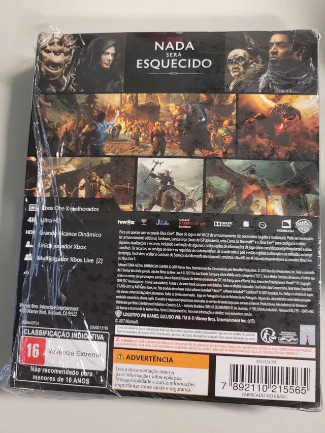 Jogo Xbox One Sombras Da Guerra Ed. Limitada + Mapa + Dlc