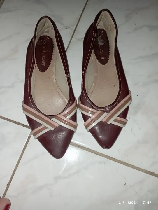 Sapatos Femininos Marrom da Couro café,tamanho 37