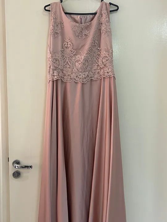 Vestido Longo Rosa com Renda - Foto 4