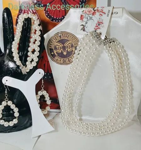 Conj Colar pérolas 4 em 1 + Pulseira+Brinco pra noiva ,debutante  - Foto 4