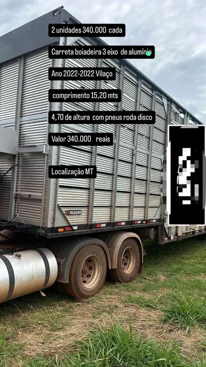 Carreta Boiadeira Vilaço 2022 LS 15,20 Mts 4,70 Altura Com Pneus Com Elevador Alumínio. - Foto 2