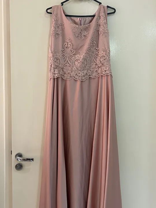 Vestido Longo Rosa com Renda - Foto 2