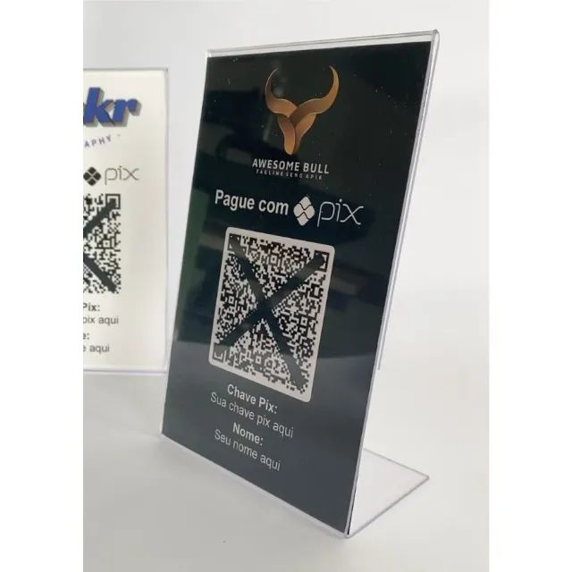 Placa de Pix Acrílico Pagamento QR Code Display Balcão Personalizado - Foto 2
