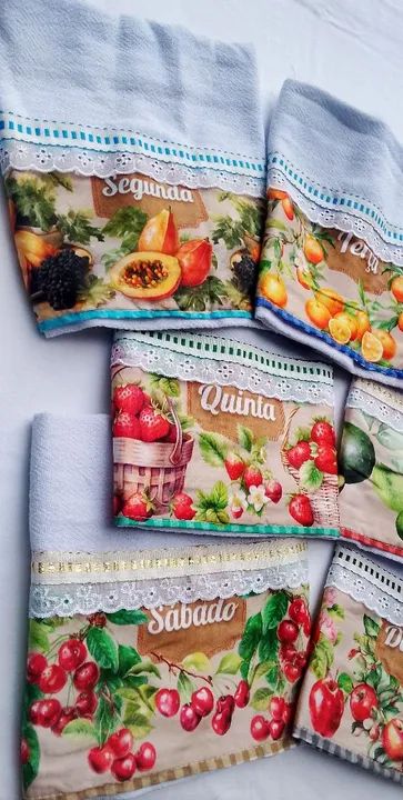 Jogo de Panos de Prato Decorados semaninha- 7 Peças - Foto 3