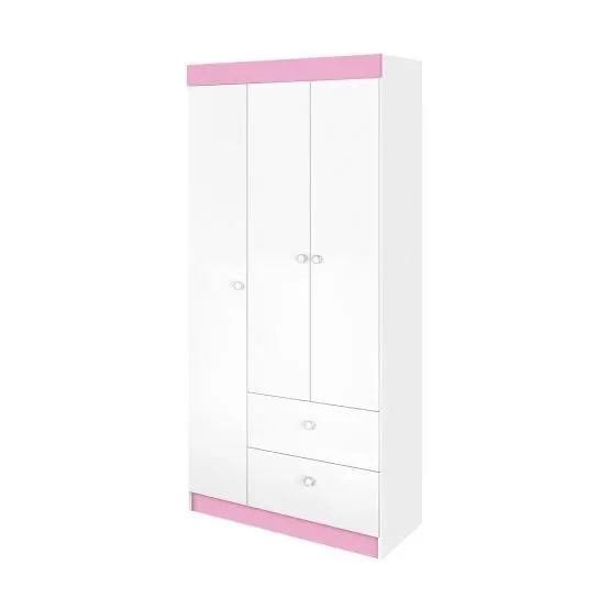 Guarda Roupa Infantil 3 Portas Branco/Rosa