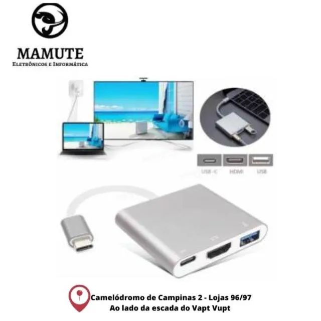 Cabo Adap Usb 3.1 Tipo C Thunderbolt 3.0 X Hdmi Usb 3 Tipo C