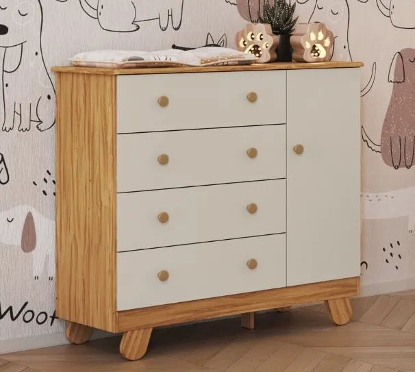 Comoda Pingo 1 Porta Lisa, 100% MDF - Peroba