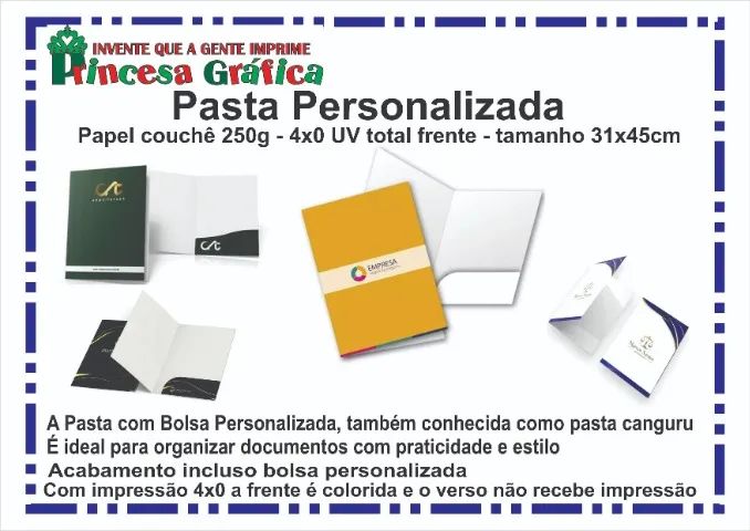 Pasta papel couche personalizada