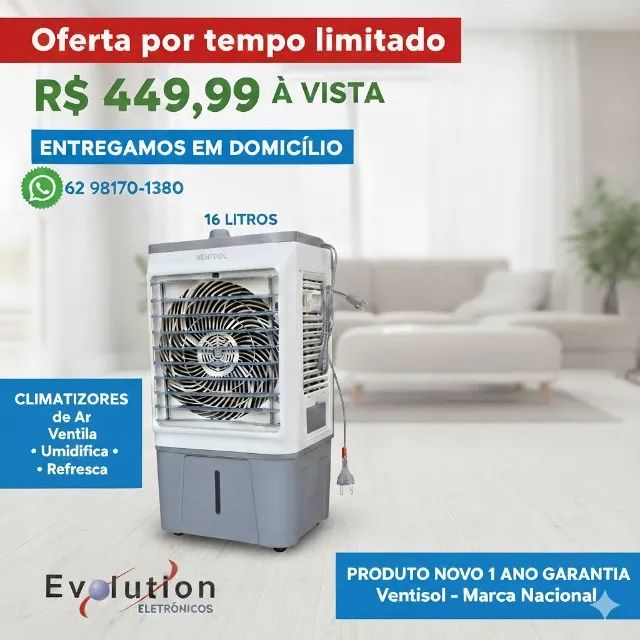 Climatizador CLIN 16 VENTISOL - PRODUTO NOVO - SOMOS LOJA FISICA 
