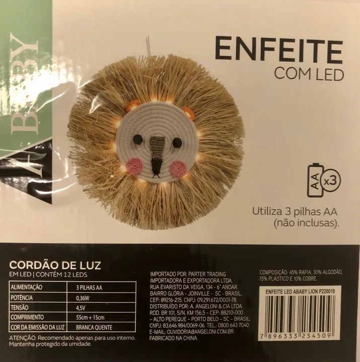 Enfeite de Leão com LED para Quarto Infantil