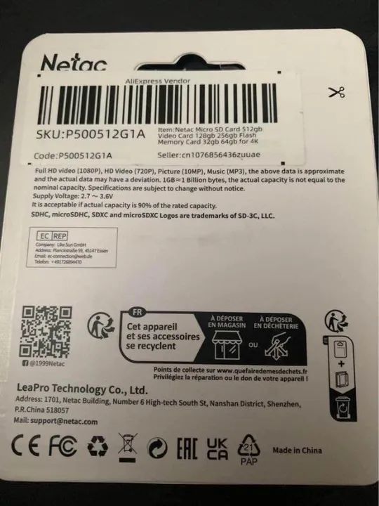 Carta?o Memo?ria Micro Sd Lexar / Netac Sdxc 512gb Play 100mbs - Foto 5