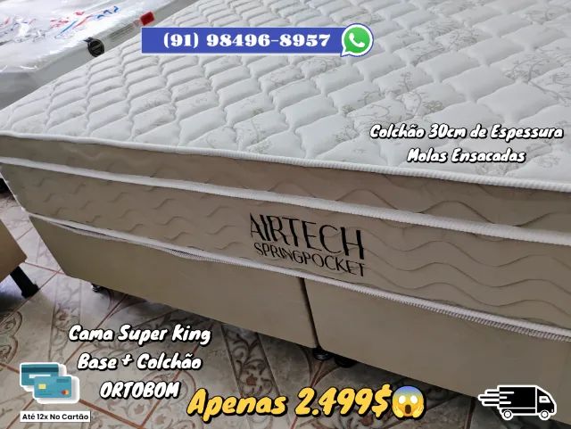 CAMA SUPER KING AIRTECH ORTOBOM DE MOLAS ENSACADAS, COLCHÃO DE 30CM
