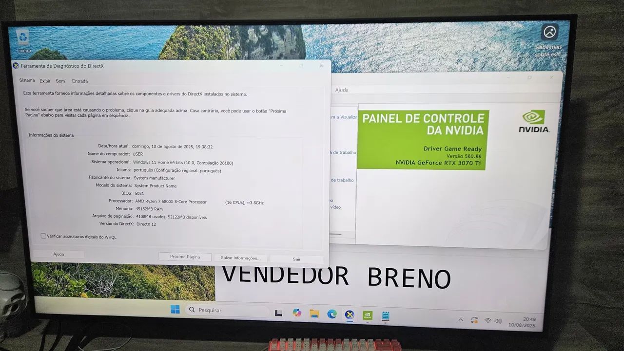 PC Gamer - 3070Ti, Ryzen 7 5800x, 32gb Ram - Foto 4