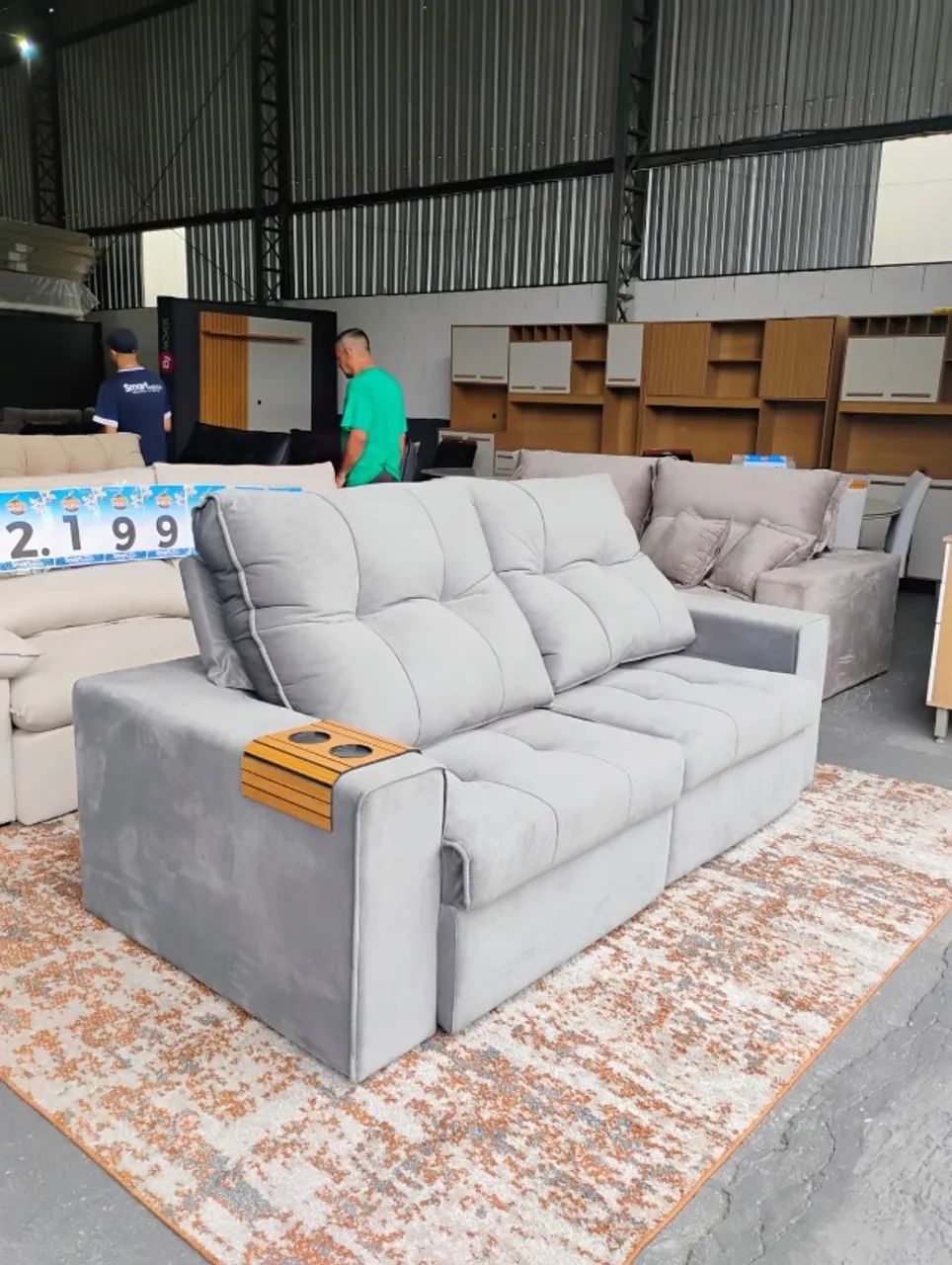 Sofá Retrátil Cinza Bélgica 2,30m (4 Lugares) - Foto 3