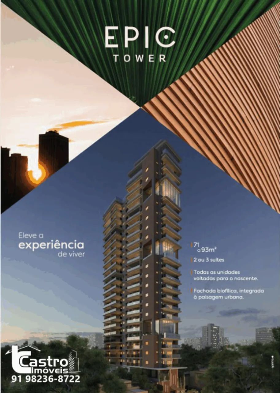 Condomínio EPIC TOWER. 2 ou 3/4. 1 ou 2 vagas. G.A013