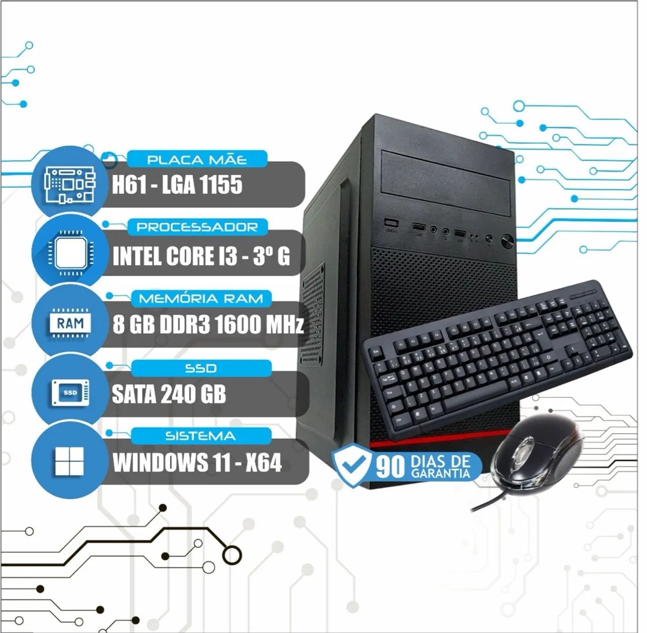 Computador Completo Intel Core i3, 8GB RAM, SSD 240GB