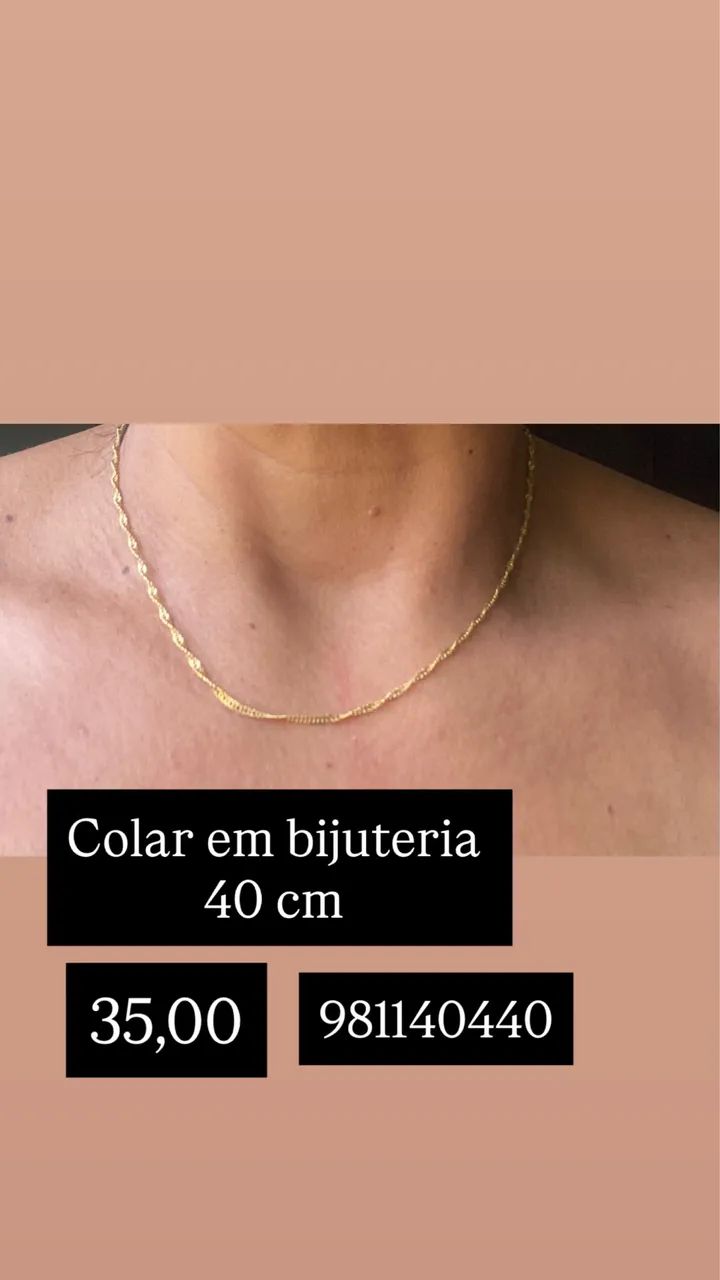Colar em bijuteria 40 cm 